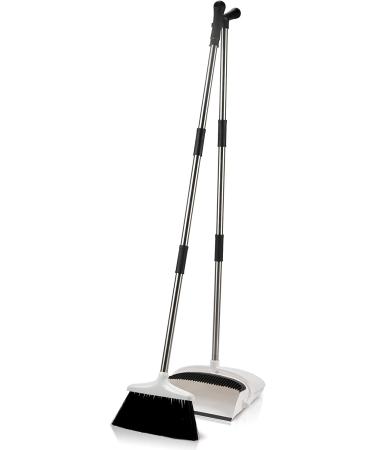 Premium Long Handled Broom and Dustpan Set for Home - Upright Standing Lobby Broom and Dust Pan Brush - Lightweight and Robust - Buy Online on SooperMarket.com