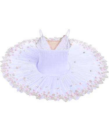 Girls Ballet Leotard with Platter Tutu & Swan Lake Feather Hem, White, 7-8 Years - Buy Online on SooperMarket.com