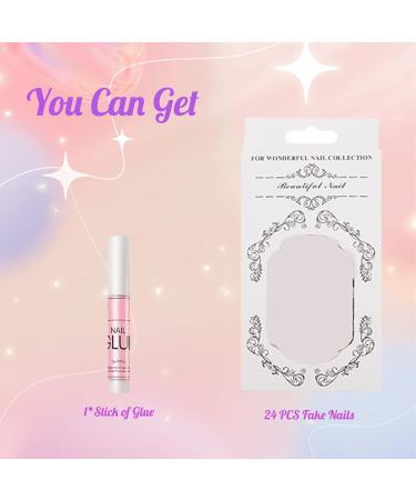 Mouyou Short Square Press On Nails - Nude Pink Gradient White Full Cover Artificial Fingernails with Glue for Women & Girls - F7 - Buy Online on SooperMarket.com