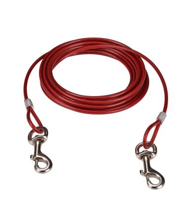 10ft (3m) Dog Tie Out Cable Pet Tie Out Cable Tie-Out Cable for Dogs up to 125 lbs CtopoGo Suitable for all breeds (3m Red) 3m Red