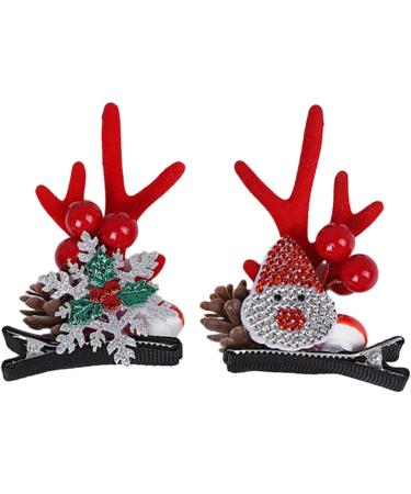 Christmas Antler Hair Clip - Santa Claus Reindeer Ears Barrettes | Portable Reindeer Antlers Ears Barrettes for Family Women Santa Claus red corner - Buy Online on SooperMarket.com
