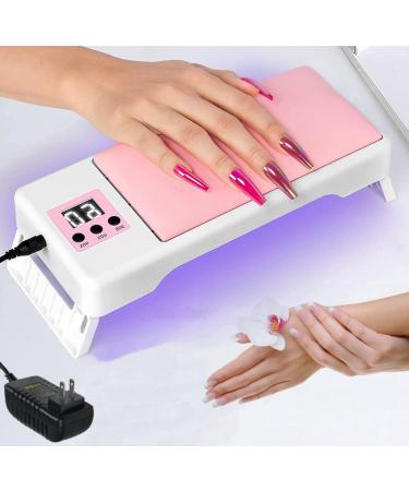 Hand Pillow Nail Lamp 72W UV Light for Nails Nail Dryer Gel Nail Polish Curing LED UV Light with 3 Timers for Fingernail Toenail Salon (Pink)