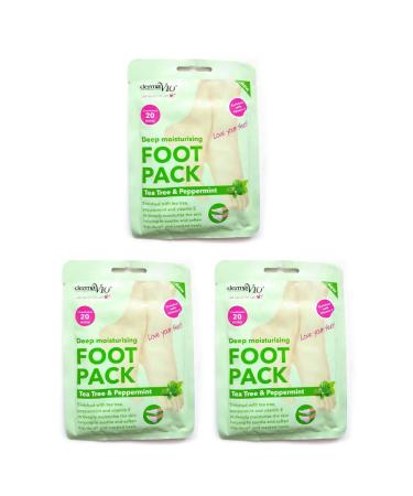 Derma V10 Tea Tree and Peppermint Moisturising Foot Mask - 3 Pack Tea Tree and Peppermint