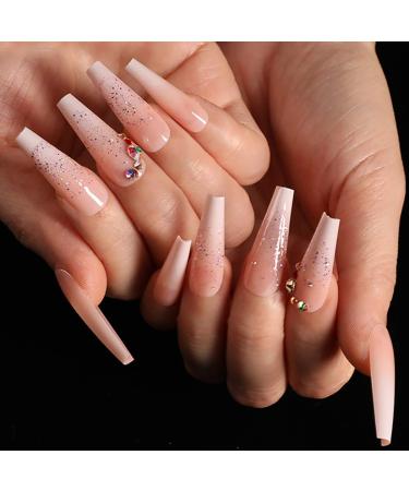 Brishow Coffin Artificial Nails - Long Gradient Ballerina Acrylic Press-On Nails (24pcs) for Women & Girls - Shop Now! - Buy Online on SooperMarket.com