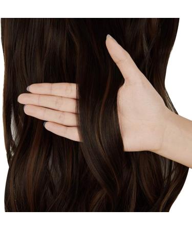 Halo Wavy Curly Synthetic Hair Extensions 20 Inch - Dark Brown Mix Light Auburn - No Clip Hidden Wire - Heat Resistant Fiber - OMGREAT - Buy Online on SooperMarket.com