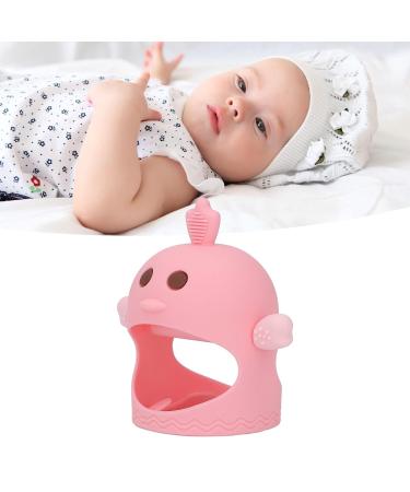 Silicone Chick Shape Baby Teether with 2 Teether Stems - Cherry Powder Color - Daytime and Nighttime Teething Relief - Cute and Safe Chew Toy - Buy Online on SooperMarket.com