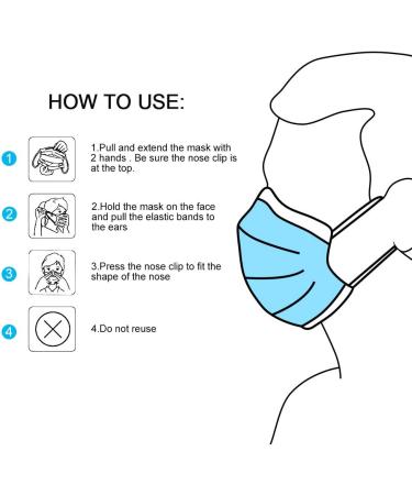 NU R 10pcs Multi Color 3 Ply Disposable Face Mask Mask with Filter Layer and Elastic Earloop Retail Sealed bags B-Blue - Buy Online on SooperMarket.com
