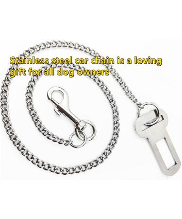 JLEivvi Dog Seat Belt for Car Stainless Steel Dog Car Seat Belt Vehicle Travel Dog Harness Dog Chain Pet Vehicle Safety Restraint Cable for Puppy Small Medium Large Dogs(60cm) - Buy Online on SooperMarket.com
