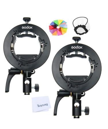 Godox 2pcs S2 Flash S-Type Bracket with Bowens Mount,Direction-Adjustable Handle,for Godox V1 AD200Pro etc Round Head Flash and AD400Pro AD200 V860II TT685 TT600 TT350 Series Speedlite
