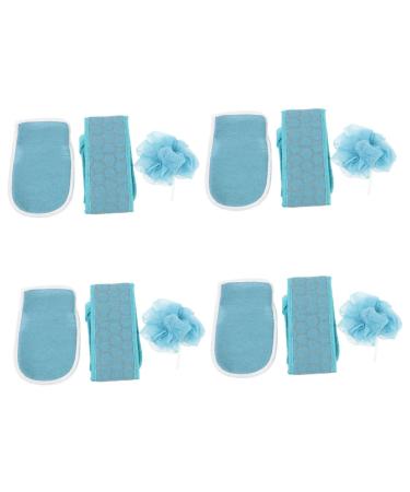 Balacoo 4 Sets Three Piece Bath Towel Set Body Scrubber Loofah Exfoliating Mitts Loofah Gloves Bath Shower Balls Back Exfoliator Strap Body Loofah Bathing Gloves Bath Products Clean Sponge