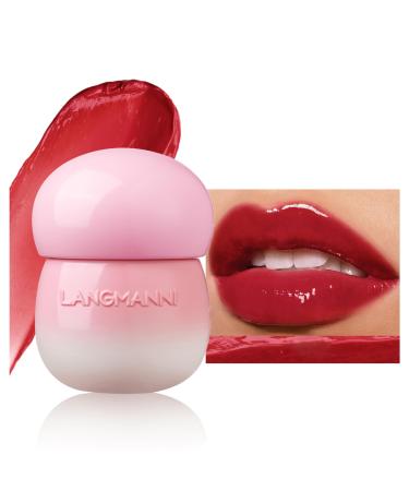 Mushroom Plumping Lip Gloss Hydrating Lip Gloss Tinted Lip Care Lip Glaze Glossy Finish Lip Glow Oil Lip Shine Primer Lip Tint Long Lasting Nourishing Moisturizing Anti Drying (#05 Wine Red)