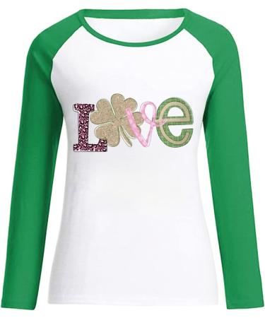 St. Patrick's Day Women's Crewneck Sweatshirt | Long Sleeve Blouse | Clover Gnome Graphic Tee | Irish Girls Green Sweatshirt - Small - Buy Online on SooperMarket.com
