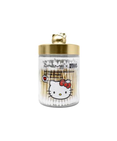The Creme Shop x Hello Kitty Chic Reusable Matte Gold Jar with Cotton Swabs: Dual-Ended Tips for Gentle Cleansing and Easy Skincare Application, Perfect Vanity Addition