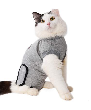 BT Bear Pet Surgery Recovery Suits Cats Clothes Abdominal Wounds Skin Diseases E-Collar Alternative Cotton Cat Shirt for Cats Puppy Small Dogs (XXS-Back length 25cm) XXS--Back length 25cm Chest--27cm