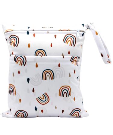 Wet Bag 30*36cm Baby Cloth Nappy Wet Bags Waterproof Cloth Nappy Bags Reusable Wet Dry Diapers Bag with Double Zippers Washable Baby Nappy Storage Bag Travel Beach Pool Gym Bag Storage Clothes Nappy A