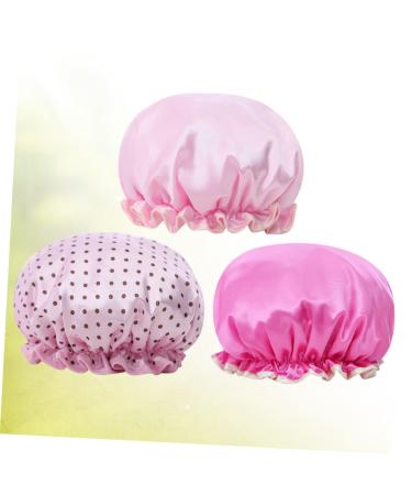 FRCOLOR Hair Bonnet 3pcs Women's Shower Cap Set | Double Layer Bath Visor for Curly Hair | Waterproof & Elastic Bathing Caps - Buy Online on SooperMarket.com