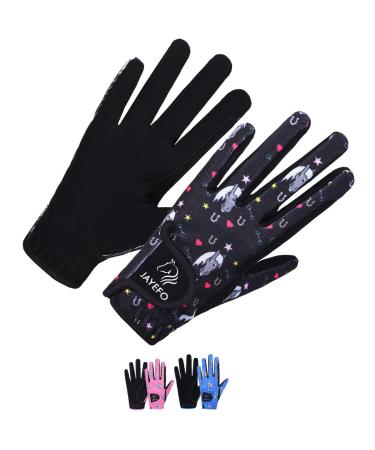 Jayefo Children's Riding Gloves AGE 8-10 YEARS Black
