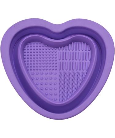 Bexdug Makeup Cleaning Bowl Heart Shape Silicone Makeup Brush Cleaning Mat Bowl | Portable Washing Tool for Brushes Sponges Makeup Cleaning Tools for Makeup Lovers Purple - Buy Online on SooperMarket.com