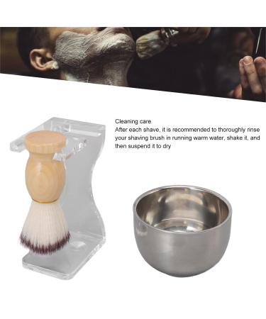 3-Part Men's Shaving Brush Set | Acrylic Holder & Nylon Bristle Care Kit for Wet Shaving - Buy Online on SooperMarket.com