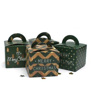KOMBIUDA 12pcs Boxes Christmas Candy Gift Treat Bags Mini Christmas Paper Boxes Christmas Cookie Boxes Xmas Gift Boxes Christmas Boxes for Presents Christms Gift Boxes Biscuit Container 1 count (Pack of 1) Green