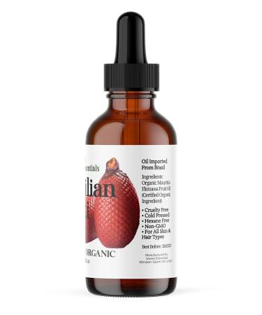 Buy 100% Organic Buriti (Aguaje) Fruit Oil - 2oz Cold-Pressed Glass Bottle | Pure Natural Moisturizer for Skin Hair & Face | Imported from Brazil - Buy Online on SooperMarket.com