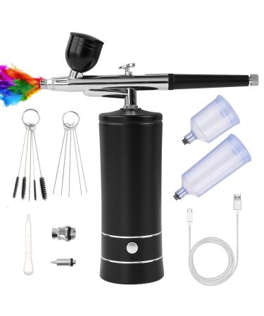 Airbrush Kit with Compressor  Air Brush Gun Rechargeable Portable High Pressure Air Brushes with 0.3mm Nozzle and Cleaning Brush Set for Painting  Tattoos  Nail  Makeup  Art  Cake Decorating (Black)