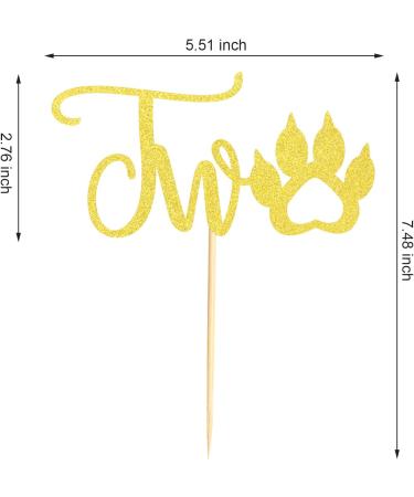 Arthsdite Paw 2nd Birthday Cake Topper Two Birthday Cake topper Decoration for baby Dog Paw Cake Topper Photo Booth Props Smach Cake Decoration - Golden Glitter Paw Two - Buy Online on SooperMarket.com