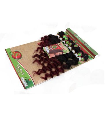 Loose Wave Hair Extensions - 8 Bundle Brazilian Human Hair Ombre Burgundy (8 10 12 14 Inch) - Buy Online on SooperMarket.com