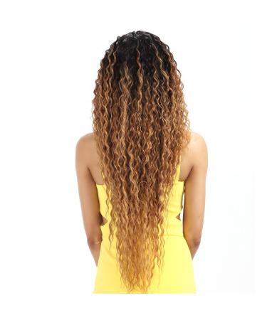 Joedir Ombre Blonde Lace Front Wig 28'' Small Curly Wavy Synthetic - 130% Density for Black Women - Ombre Gold Color - 28 Inch - Buy Online on SooperMarket.com