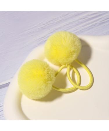 SUSULU Faux Rabbit Fur Pompom Hair Ties - 12pcs Yellow Scrunchies for Women - Buy Online on SooperMarket.com