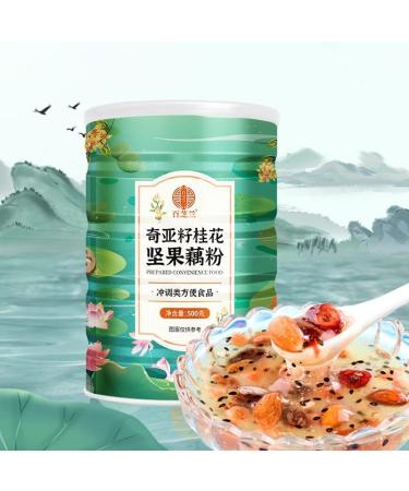 Chia Seed Sweet Scented Osmanthus Nut and Lotus Root Powder Soup Instant Brewed Meal Replacement Porridge Brewed Nut Lotus Root Starch Soup Nutritious and Healthy Breakfast (3 can)