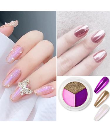 3Pcs Titanium Powder Nail Art Set - Glitter Mirror Effect + 6 Eyeshadow Sticks - International Shipping Available - Buy Online on SooperMarket.com