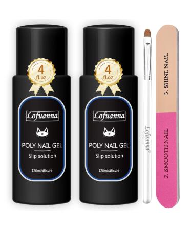 Lofuanna Slip Solution 240ML-Nail Extension Slip Solution Nail Brush Conditioner Quick Poly Nail Gel Slip Solution Nail Extension Gel Liquid Solution for Poly Nail Gel Nail Builder Gel for Beginner SET 1