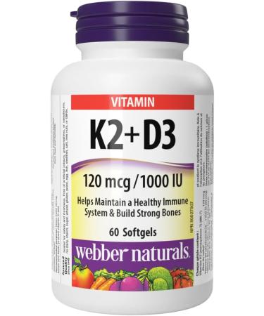 Webber Naturals Cod Liver Oil with Vitamin A and D3 180 Softgels Vision Skin and Immune Support & Vitamin K2 with D3 60 Softgels Helps Support Bones Teeth and Immune Function Gluten - Buy Online on SooperMarket.com