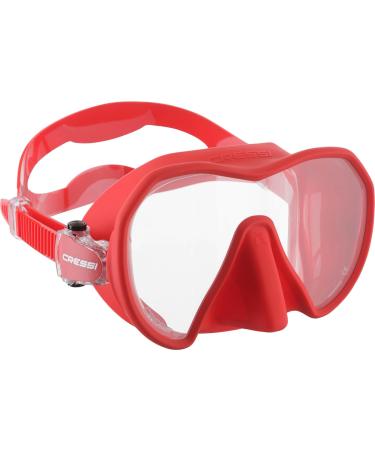 Cressi Adult Frameless Scuba Diving Mask - Single Lens - Red