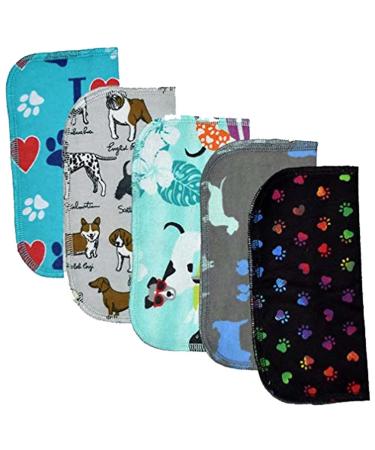 1 Ply Printed Flannel 8x8 Inches Little Wipes Set of 5 I Woof You