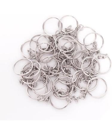 Paxcoo 100Pcs Keychain Rings with Chain and Screw Eye Pins Bulk - Silver Craft Supplies - Buy Online on SooperMarket.com