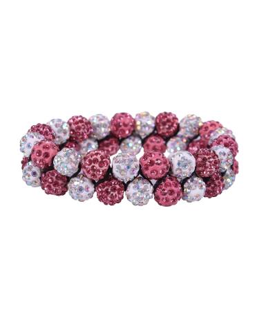 QHP knot band "Gloss" rhinestone hair band hair tie with rhinestone beads (white/pink)
