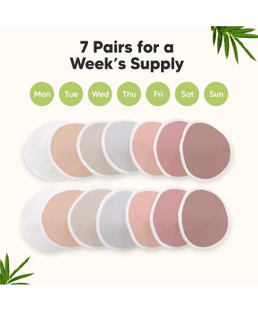 Organic Bamboo Nursing Breast Pads - 14 Washable Pads + Wash Bag - Breastfeeding Nipple Pad for Maternity - Reusable Nipplecovers for Breast Feeding (Lovelle  Large 4.8") Lovelle Large 4.8" - Buy Online on SooperMarket.com