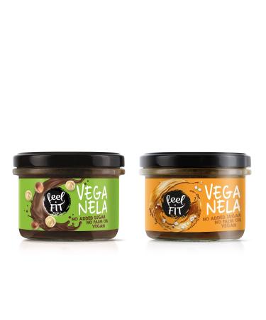 Feel Fit veganela salted caramel spread & cocoa-hazelnut spread without added sugar without palm oil & vegan 6 Pack (6 x 200 g) caramel cocoa and nuts 200 g (6 Pack)