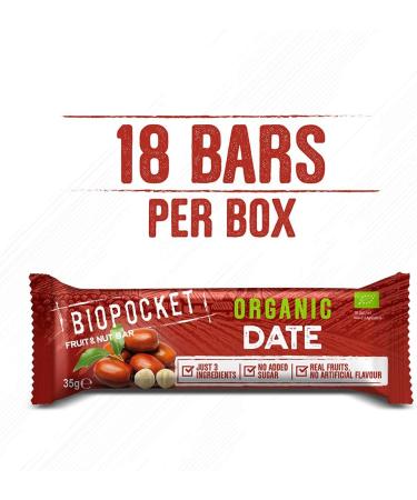 Biopocket Organic Fruit and Nut Bars Date 18 Count - 18 x 35g Pack - Buy Online on SooperMarket.com