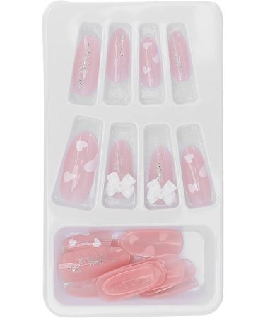 Full Cover False Nail Pink Bow Fake Nails Pink Love Press On Nails Coffin Medium Length Ballerina Nail Art Tips Sets Artificial Nails Press On False Nail Tips - Buy Online on SooperMarket.com