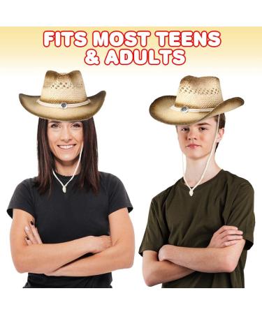 ArtCreativity Straw Cowboy Hat for Teens and Adults - Cowboy Costume Hat with Chinstrap and Sunburst Pendant - Perfect for Dress Up Parties and Concerts - Buy Online on SooperMarket.com
