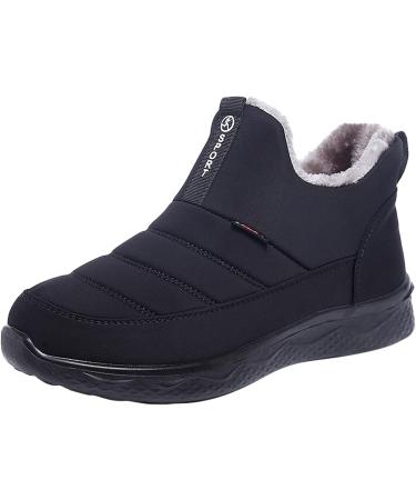 Women's Rainproof & Winter Lined Ankle Boots | Stylish Flat Outdoor Snow Boots - EU Size 40 - Black - Buy Online on SooperMarket.com