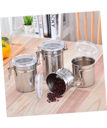 Zerodeko 4pcs Stainless Steel Freshness Container with Lid Metal Container Kitchen Pantry Organizer Travel Nuts Container Coffee Container Tea Bottle Food Container Household Storage Bottle - Buy Online on SooperMarket.com