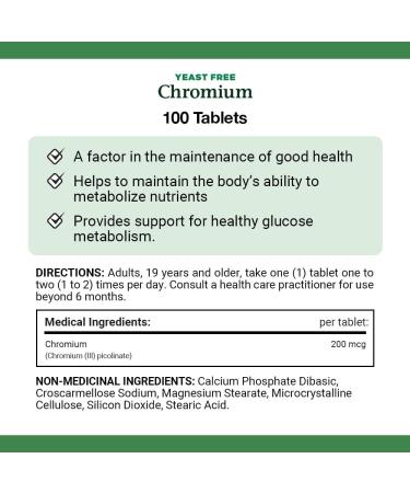 Nature's Bounty Chromium Supplement Helps Metabolize Carbohydrates and Fats 200mcg 100 Tablets - Buy Online on SooperMarket.com