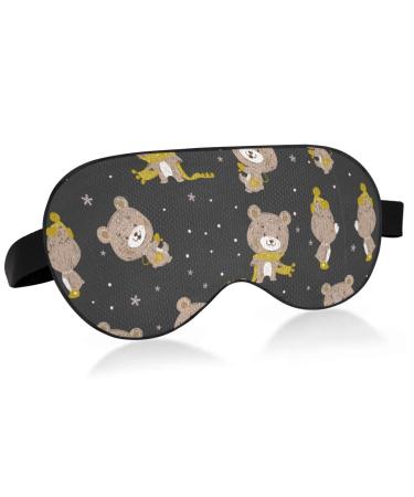 Haskirky Light Blocking Eye Mask Breathable and Adjustable Adult Men and Women Travel on Business Trips Yoga Meditation Light Smooth Comfortable Eye Mask Office Deep Sleep Goodies Bears Pattern