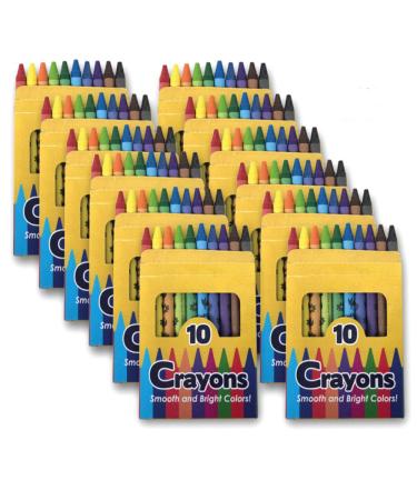 Trail maker 12 Pack Crayons - Wholesale Bright Wax Coloring Crayons in Bulk 10 Per Box 12 Box Bundle Art Set