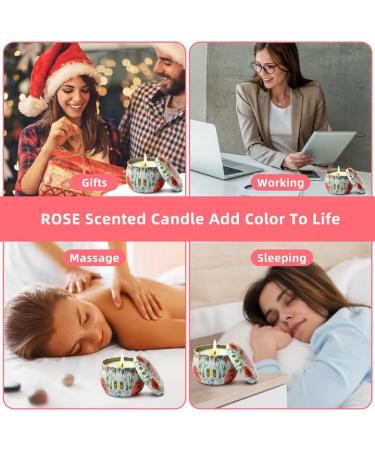 VETOUR Rose Soy Scented Candle 4.4oz | Aromatherapy Wax Jar Candle | 30 Hours Burn Time | Relaxing Stress Aroma | Gift for Women Mom | Home Bath Yoga Christmas | Bohemian Retro Style - Buy Online on SooperMarket.com