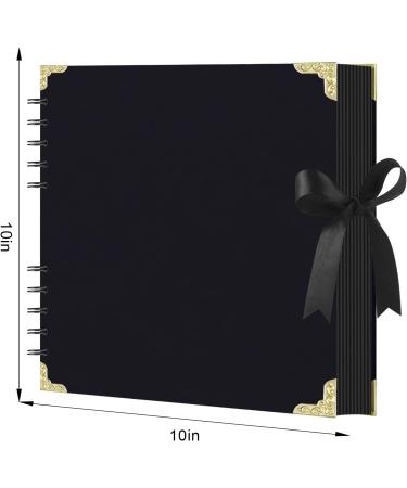 10x10 Inch DIY Scrapbook Album Black Hardcover Kraft 80 Pages - Family, Wedding, Anniversary, Baby First Memories - Black Paper Scrapbooking Album - Buy Online on SooperMarket.com